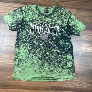 Harley Davidson green and black tie-dye t-shirt #bikerstyle #motorcycle